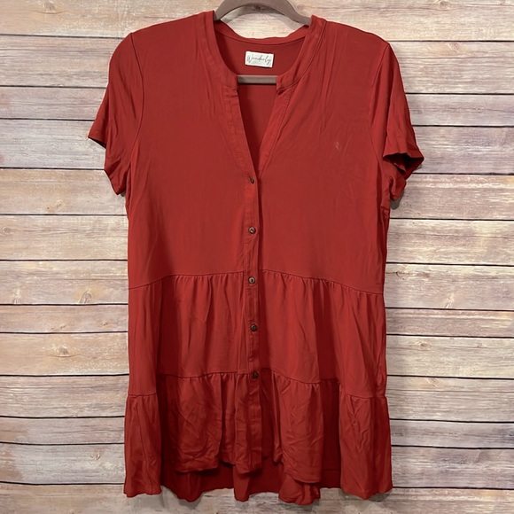 Wonderly Button Wine Red Blouse- Size 1X- Like New - Picture 3 of 6